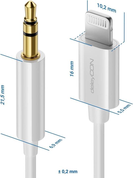 Image du produit deleyCON Câble audio Apple Lightning - jack 3,5 mm 1 m (1 m)