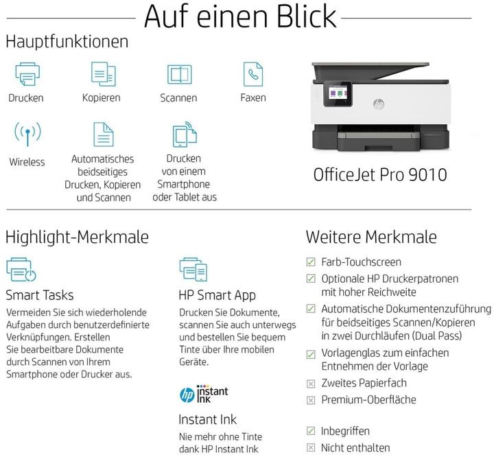 Voedingswaarden en ingrediënten HP OfficeJet Pro 9012e (Inktpatroon, Kleur)