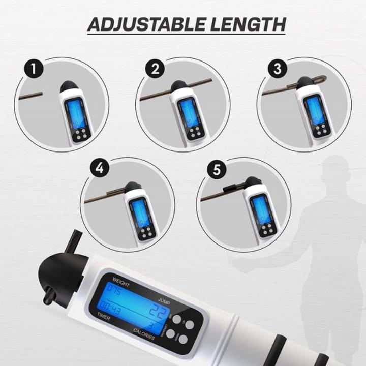 Produktbild Rdx Digitaler Kalorienverbrauch & Workout Zähler 3m10 Verstellbares Springseil (304 cm)
