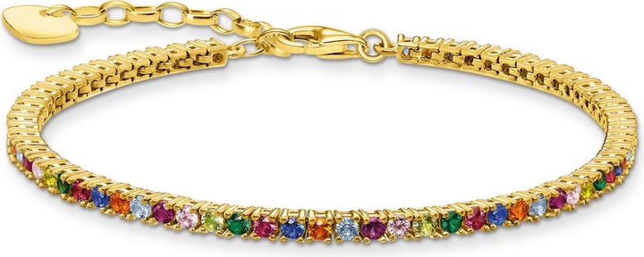 Thomas Sabo Armband Farbige Steine (19 cm, 925 Sterlingsilber, 750 Gelbgold Vergoldung)