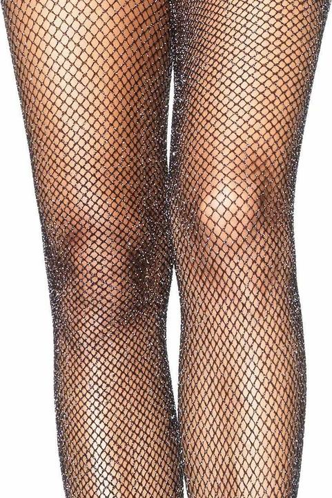 Produktbild Leg Avenue Glitzer Netzstrumpfhose schwarz-silber (One Size)