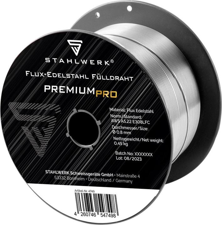 Produktbild Stahlwerk Fülldraht FLUX Edelstahl E308LFC 0,8 mm 0,45 kg Drahtrolle Drahtspule