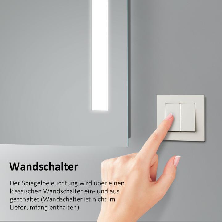 Produktbild Emke Badspiegel mit Beleuchtung 50*70cm, Kaltweiss6500K, Dimmbar, Wand Schalter (70 x 50 cm)