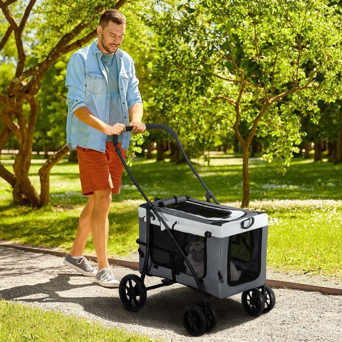 Image du produit Swisshandel24 2-in-1 Hundebuggy, Haustierwagen mit abnehmbarem Korb (Chien, Pliable)