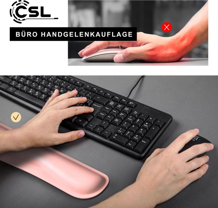 Immagine prodotto CSL Poggiapolsi per tastiera, poggiapolsi per tastiera da 43 cm, postura ergonomica, lavabile, rosa