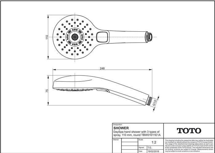 Image du produit TOTO Douchette à main 110mm, ronde, 3 jets blanc/chrome (3 Types de jets)