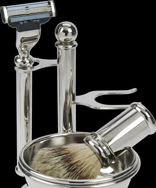 Produktbild Rasier-Set Chrom mit Schale, Pinsel Rein Dachs Silberspitz, Rasierer mit Mach3 Klinge