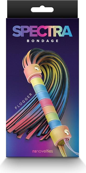 Actual product image NS Novelties Spectra Bondage Flogger - Rainbow