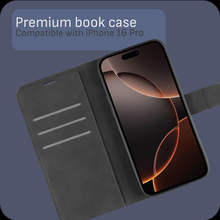 Produktbild Cazy Premium-Geldbörsen-Etui, Magnetisches Geldbörsen-Etui, Kartenfächer, Ständer (Apple iPhone 16 Pro)