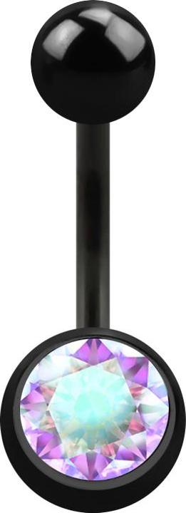 Immagine prodotto Star Piercing Banana nera con sfera e cristallo multicolore (Acciaio chirurgico 316L, senza ottone)