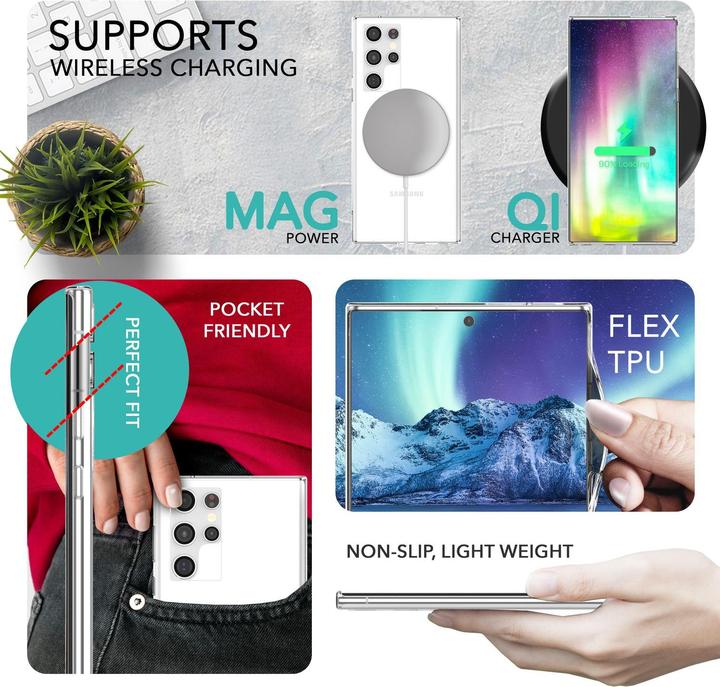 Produktbild Nalia Klare Harte Hülle mit 2x Display- & Kameraschutz (Samsung Galaxy S23 Ultra)