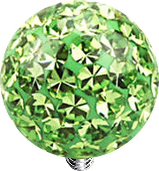 Actual product image Star Piercing Dermal Anchor crystal ball light green epoxy protective layer (Surgical steel 316L, without brass)