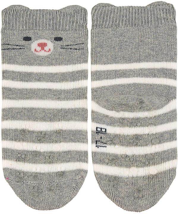 Produktbild Sterntaler Antirutsch-Socken 2er Set Katze Hellgrau Melange Gr. 19-20 (2er Pack, 19 - 20)