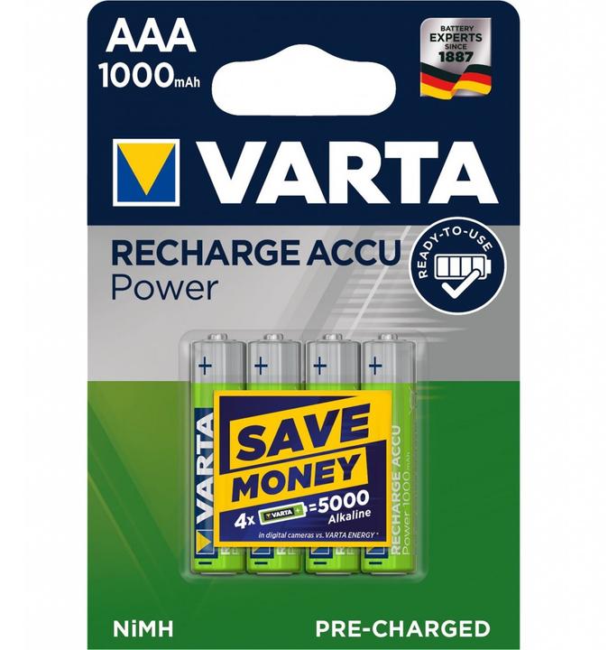 Produktbild Varta Recharge Accu Power (4 Stk., AAA, 1000 mAh)