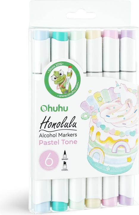 Ohuhu Honolulu Kunstmarker (6 Stk.) - Pastellfarben (Pastellfarben, 6 x)