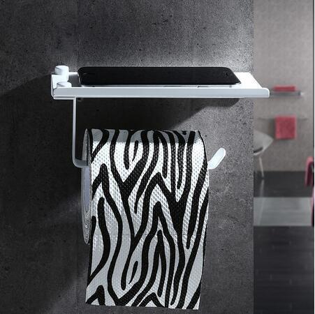 Produktbild Hermex Toilettenpapierhalter Edelstahl mit Handyablage Silber