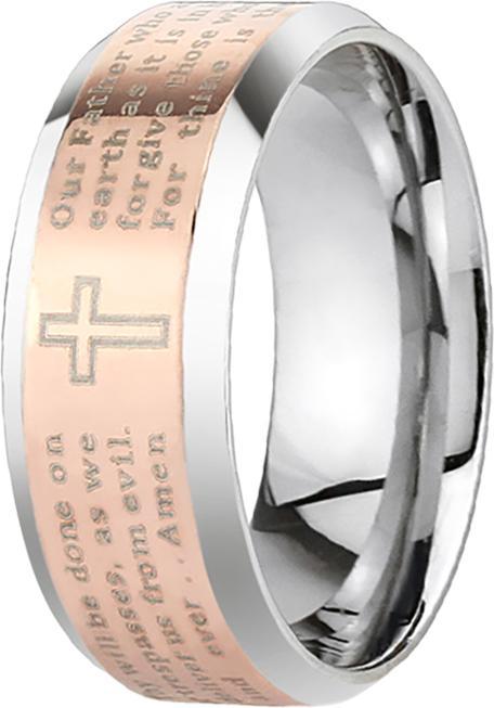 Star Piercing Ring silber Vaterunser rosegold (Chirurgenstahl 316L, ohne Messing)
