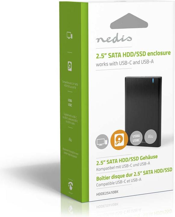 Image du produit Nedis Boîtier pour disque dur 2,5 " | USB 3.2 Gen1 | USB Type-A / USB Type-C™ | Ordinateur portable / PC (2.5")