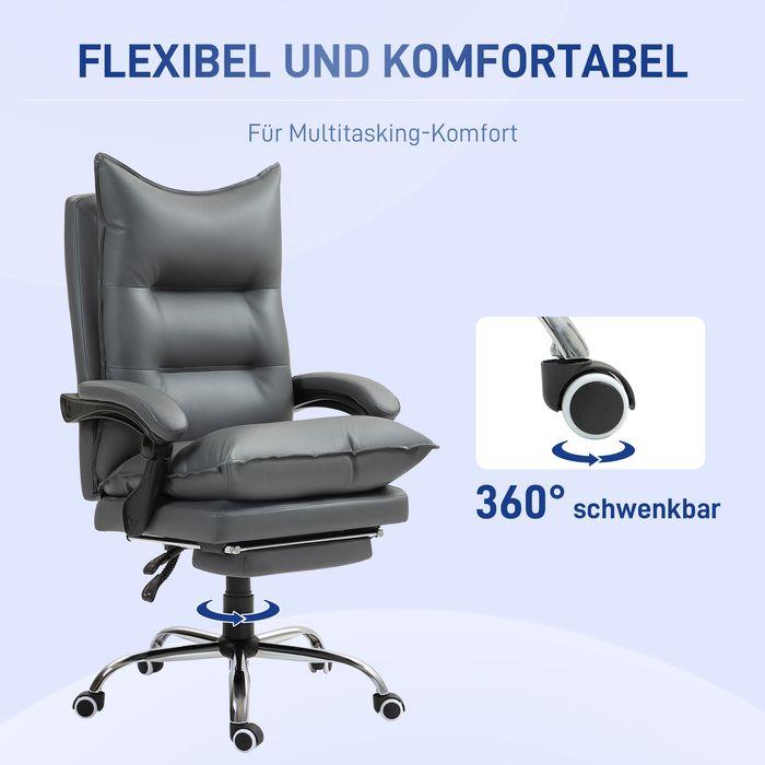 Immagine prodotto Swisshandel24 Bürostuhl mit Liegefunktion, ergonomisch Schreibtischstuhl Drehstuhl Dunkelgrau