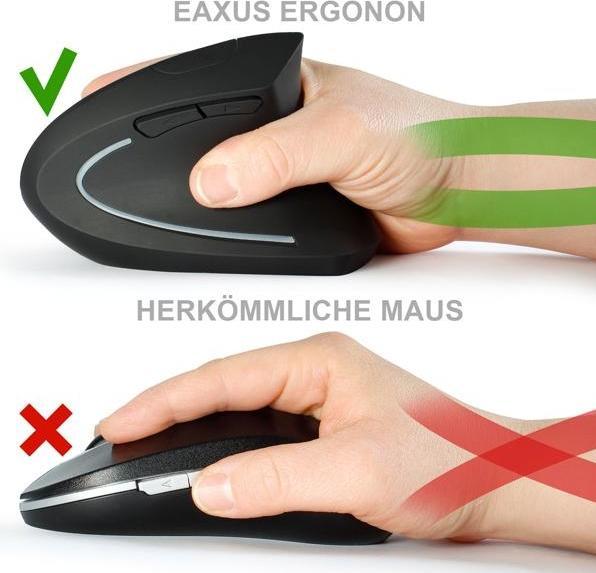 Produktbild Eaxus Ergonomische Vertikalmaus, wireless (Kabellos)