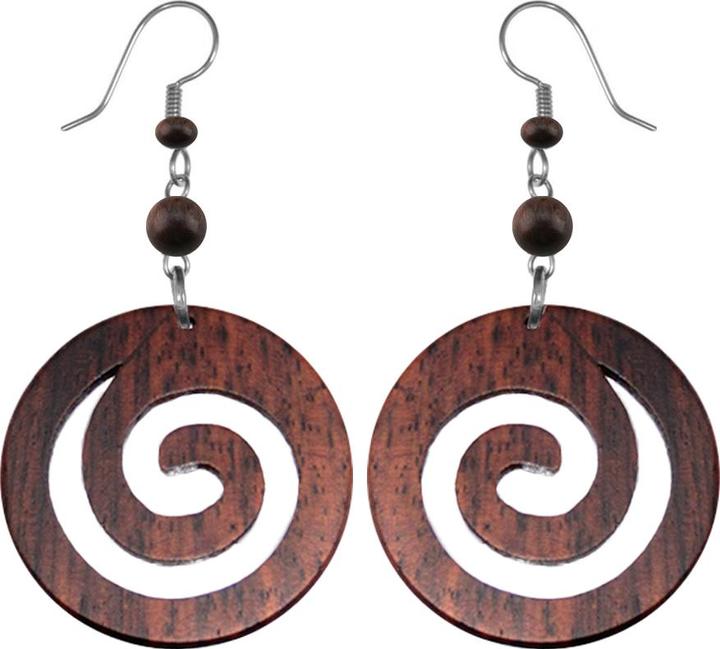 Star Piercing Ohrring Spirale im Kreis aus Sonoholz (Sonoholz)