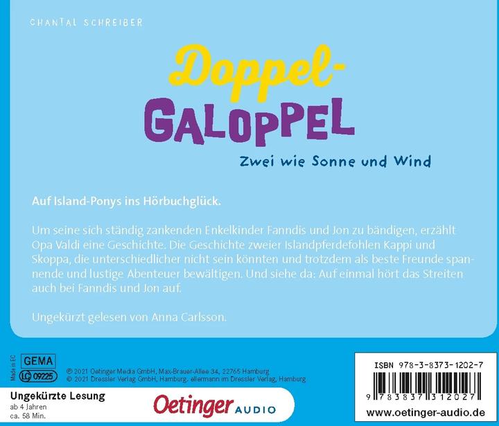 Produktbild DoppelGaloppel 1. Zwei wie Sonne und Wind (Anna Carlsson, Chantal Schreiber, Studio Wort, Iris Hardt, Deutsch)