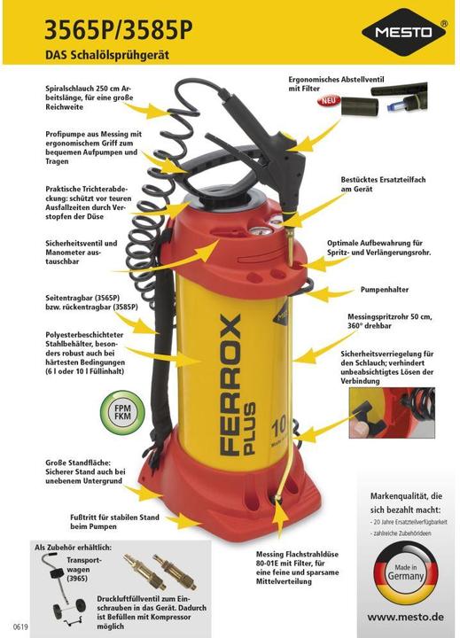 Image du produit Mesto Pulvérisateur haute pression FERROX PLUS 6 l, FPM (6 l)