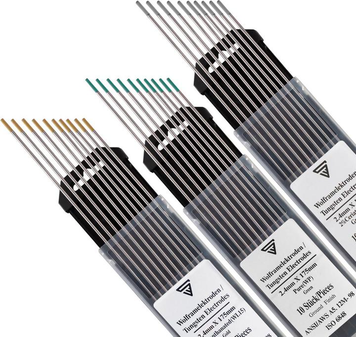 Produktbild Stahlwerk Wolframelektroden Set Grau, Grün, Gold 2,4 mm je 10 Stk WIG Schweissen