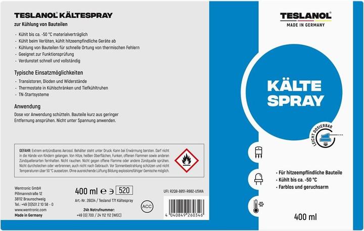 Image du produit Teslanol Spray réfrigérant (400 ml)