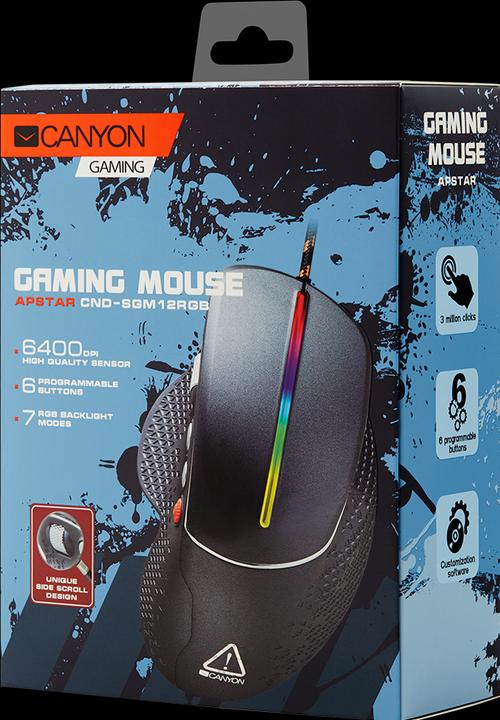 Actual product image Canyon for gaming Apstar GM-12, with backlight, 6 programmable buttons, Sunplus SPCP6651B optical se (Cable)