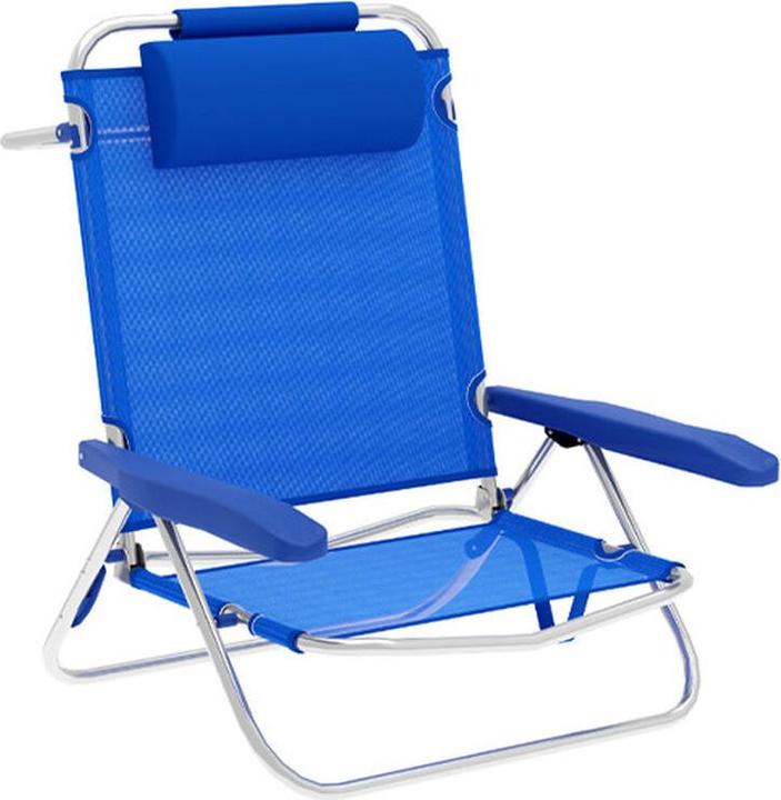 Marbueno Klappstuhl 5 Positionen Aluminium mit Kissen Blau Strand und Pool 61X68X82 cm 10243