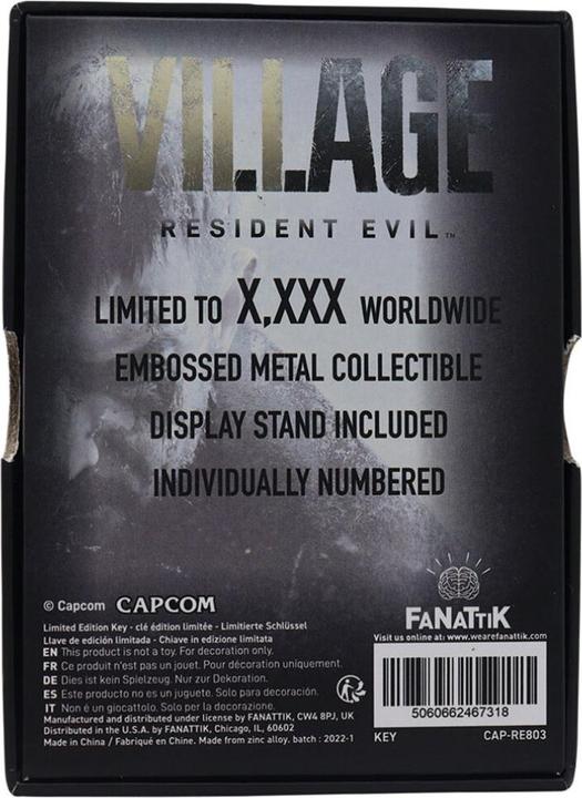 Actual product image Fanattik RESIDENT EVIL VIII - Replique de la Clé Insignia - Edition Limitée