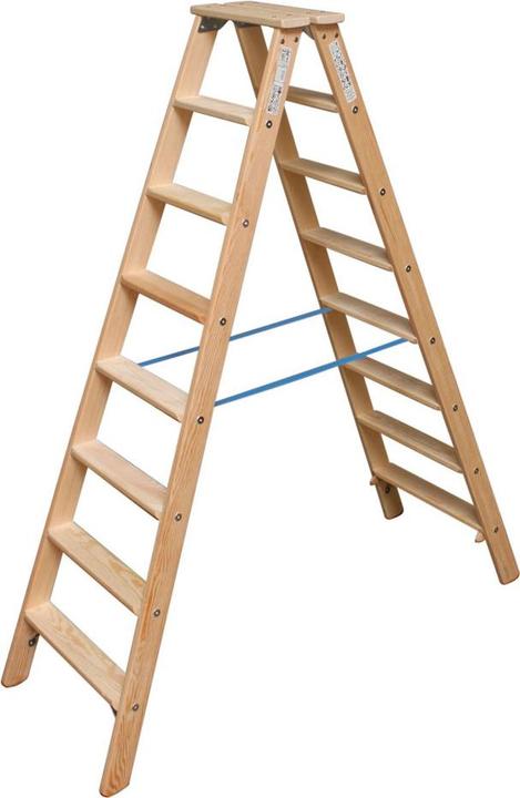 Produktbild Krause Holz-Stufen-Doppelleiter 2x8 Arbeitshöhe:ca.3,30m 13,2kg 81845 (Stehleiter, 185 cm)