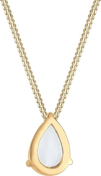 Immagine prodotto Elli Collana di pietre preziose, gocce (Pietra lunare, Argento 925 placcato oro, 45 cm)