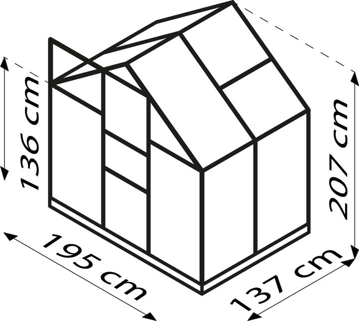 Produktbild Vitavia Gewächshaus Planet 2500 Einscheibensicherheitsglas 3 mm 195 x 131 cm alublank