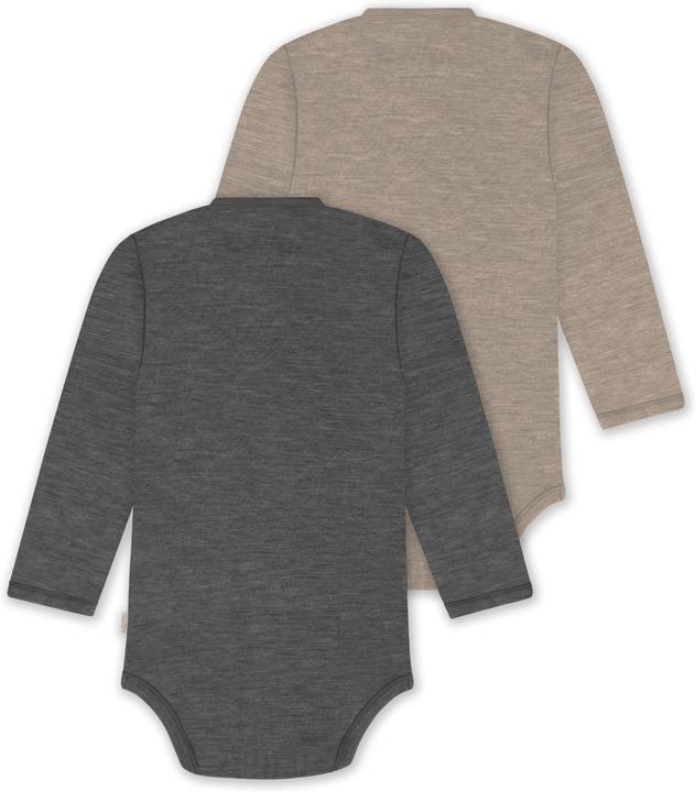 Actual product image Normani 2-pack organic long-sleeved merino wool baby bodysuit for boy and girl - 9353 (80)