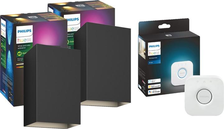 Image du produit Philips Hue White&Col. Amb. Resonate Applique murale noir 2pcs + Pont