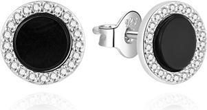 Agato Original silver earrings with black enamel AGUP3499