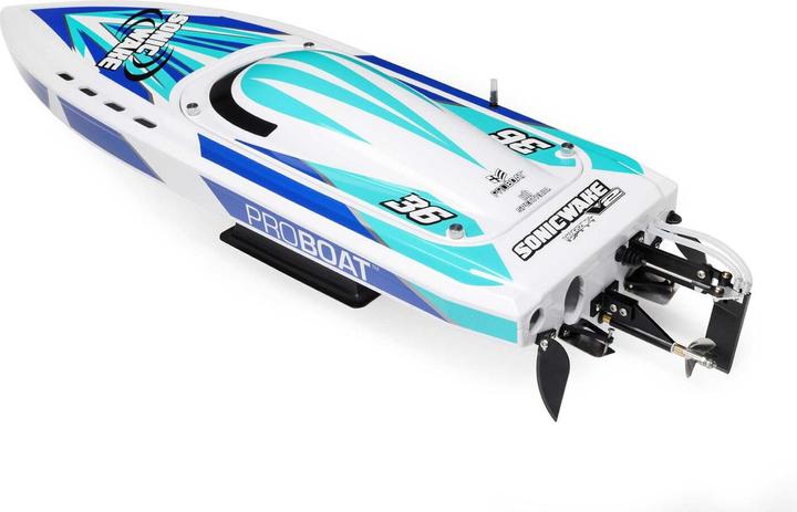 Image du produit ProBoat Sonicwake V2 36" Self-Righting Bateau de course Brushless Deep-V RTR Blanc/Bleu