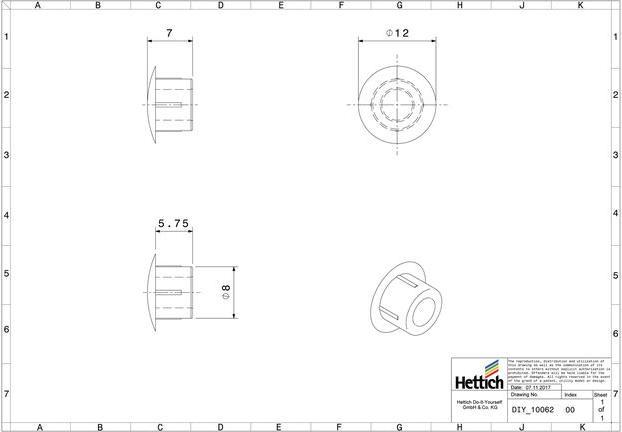 Immagine prodotto Hettich Abdeckkappe 8mm wei 20 St. (20 pz.)