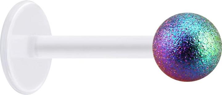Star Piercing Micro Labret transparent mit Kugel farbig gesprenkelt (ohne Messing, Chirurgenstahl 316L, Bioflex)