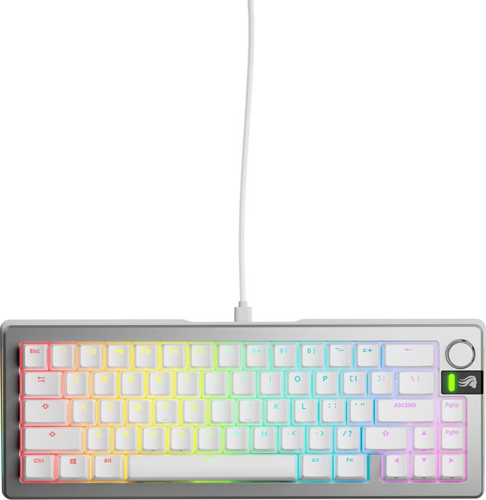 Actual product image Glorious GMMK 3 Pro 65 % Custom Gaming Keyboard - Pre-Built, ANSI (US), Fox Switches, silver (US, Cable)