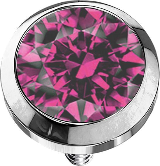 Star Piercing Dermal Anchor silber mit Kristall pink (ohne Messing, Titan G23)