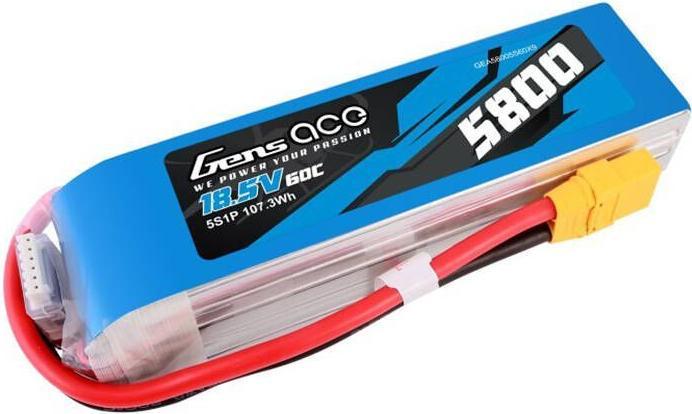 Gens Ace 5800mAh 60C 18.5V 5S1P Lipo Battery Pack with XT90 plug (18.50 V, 5800 mAh)