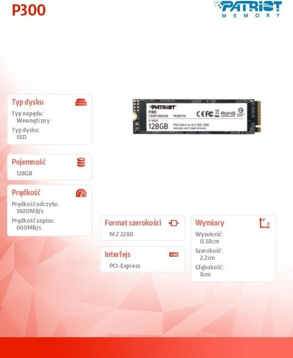 Produktbild Patriot P300 (128 GB, M.2 2280)