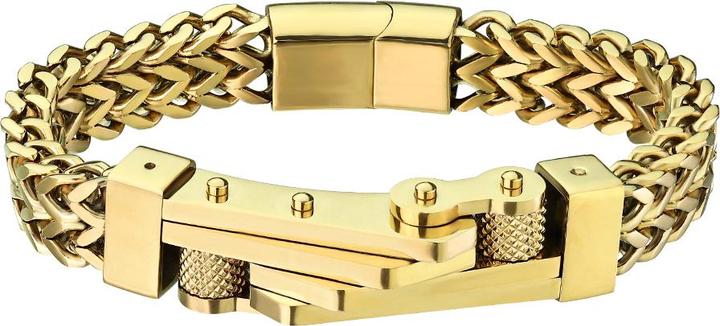 Image du produit Star Piercing Weizenkette vergoldet zweireihig und Fahrradkette (21 cm, sans laiton, Acier chirurgical 316L)