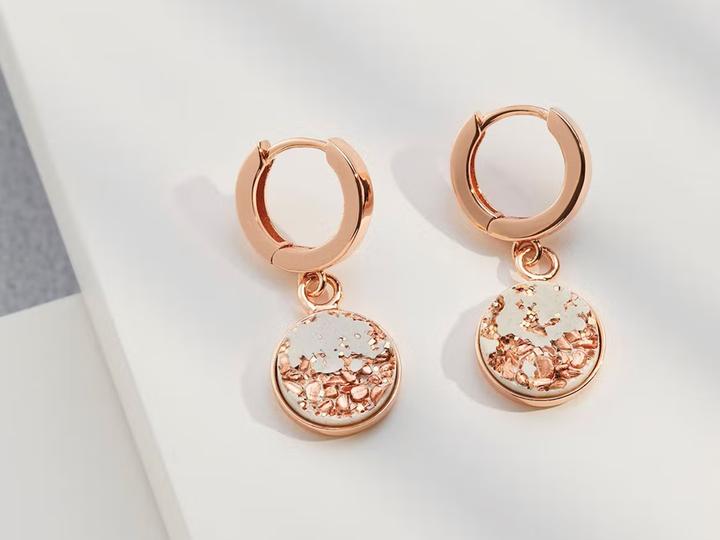 C. Jungle Ohrringe Creolen Ava2 Handgemacht Sterling Silber mit 18 Karat Roségold plattiert Ultra ho (18 Karat Roségold plattiert, Silber, Ultrahochfester-Beton)