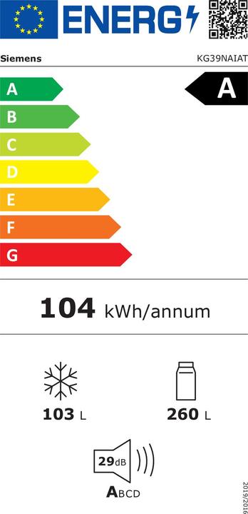 Energie-Label Siemens KG39NAIAT (363 l)