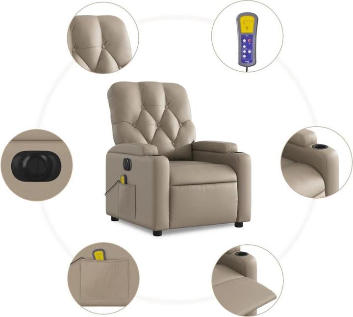Image du produit VidaXL Fauteuil de massage Fauteuil de relaxation Fauteuil électrique Marron cappuccino