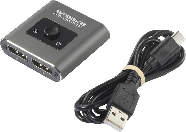 Actual product image SpeaKa Professional SP-BDS-250 2 port DisplayPort switch UHD 8K @ 60 Hz, UHD 4K